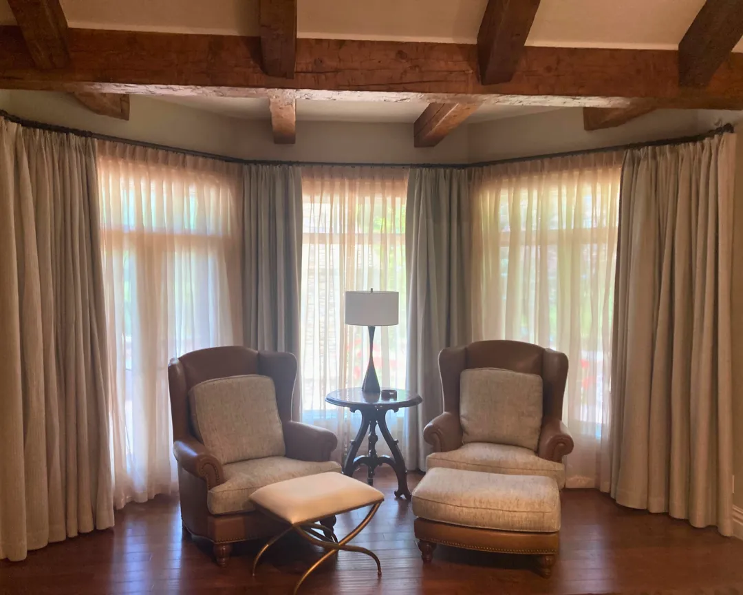 Window treatments installation in living area